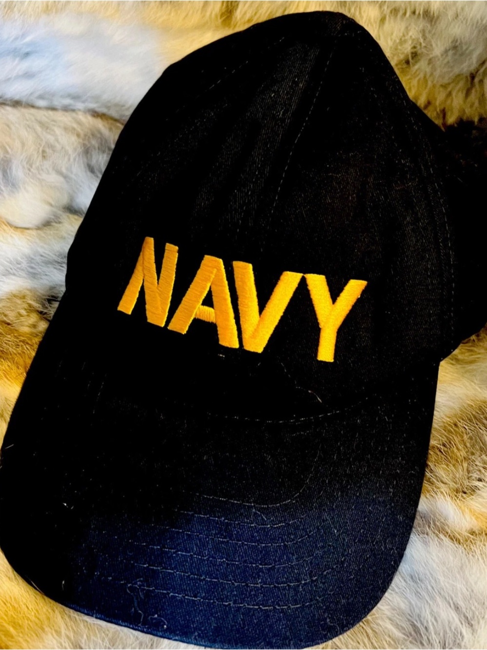 NAVY Embroidered Black Cap -legend